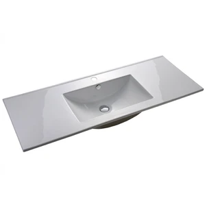 כיור משטח אינטגרלי חרס לבן מבריק רוחב 131 ס"מ ועומק 46 ס"מ דגם דוני 130*46