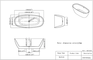 אמבטיה מונחת אובלית עשויה מחומר אקרילי עם פייבר גלאס אורך 170 ס"מ צבע לבן מבריק דגם Harlem
