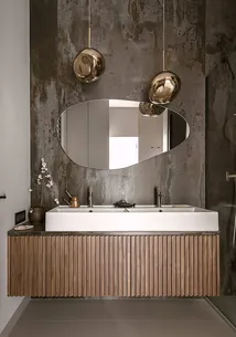 מראה מרחפת לתליה בצורה אמורפית ללא מסגרת רוחב 100 ס"מ גובה 60 ס"מ דגם M-6A