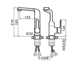 ברז רחצה עם פיה מסתובבת צבע שחור מט דגם ZV0124K