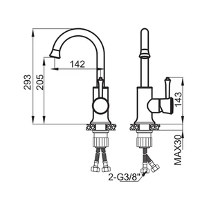 ברז רחצה עם פיה מסתובבת צבע זהב מט דגם ZV0126G