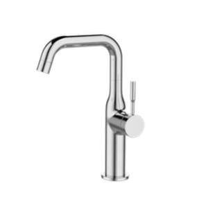 ברז לכיור מונח גבוה עם פיה מסתובבת צבע ניקל מבריק מתאים לכיור מונח או רחצה דגם PL701CH