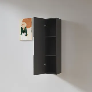 ארון שירות תלוי לאמבטיה גובה 90 ס"מ צבע שחור מט דגם רומי 90