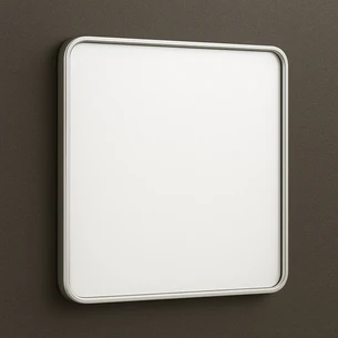 מראה מרחפת לתליה עם מסגרת אלומיניום אל חלד צבע לבן מט ברוחב 60 ס"מ ובגובה 60 ס"מ דגם 683W