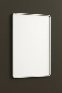 מראה מרחפת לתליה עם מסגרת אלומיניום אל חלד צבע לבן מט ברוחב 45 ס"מ ובגובה 60 ס"מ דגם 682W