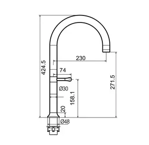 ברז מטבח מגיע עם פיה מסתובבת ונשלפת צבע אפור גרפיט דגם KM0950GM
