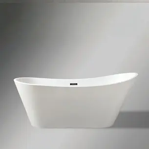 אמבטיה מונחת אובלית עשויה מחומר אקרילי עם פייבר גלאס אורך 170 ס"מ צבע לבן מבריק דגם Kips