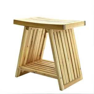 ספסל עץ טיק מלא לישיבה במקלחת מיועד לחדרים רטובים רוחב 45 ס"מ דגם מארן