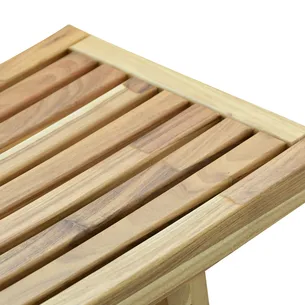 ספסל עץ טיק מלא לישיבה במקלחת מיועד לחדרים רטובים רוחב 60 ס"מ דגם אסטלי