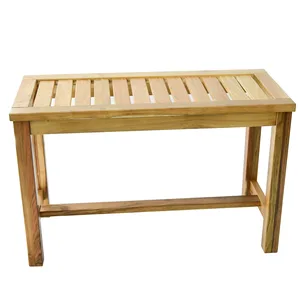 ספסל עץ טיק מלא לישיבה במקלחת מיועד לחדרים רטובים רוחב 70 ס"מ דגם אסנל