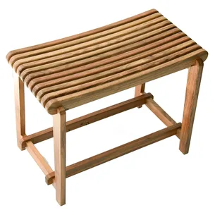 ספסל עץ טיק מלא לישיבה במקלחת מיועד לחדרים רטובים רוחב 60 ס"מ דגם חאניה