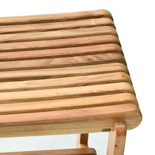 ספסל עץ טיק מלא לישיבה במקלחת מיועד לחדרים רטובים רוחב 60 ס"מ דגם חאניה