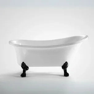 אמבטיה מונחת אובלית עם רגליות לבחירתך עשויה מחומר אקרילי מוחזקת בפייברגלס אורך 150 ס"מ צבע האמבטיה לבן מבריק דגם Mexico 150