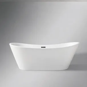 אמבטיה מונחת אובלית עשויה מחומר אקרילי מוחזקת בפייברגלס אורך 170 ס"מ צבע לבן מבריק דגם Kips