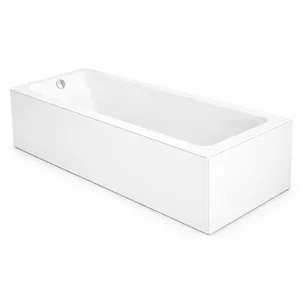 אמבטיה מלבנית אקרילית מחוזקת בפייברגלס כוללת קונסטרוקציה אורך 160 ס"מ צבע לבן מבריק דגם Ireland