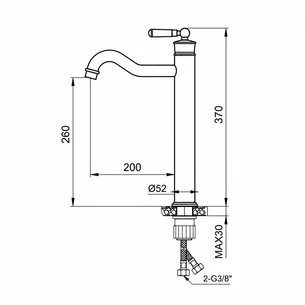 ברז לכיור מונח גבוה עם פיה קבועה צבע PVD ניקל מבריק דגם AN0522CH