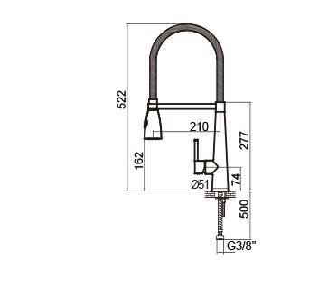 ברז מטבח מגיע עם פיה מסתובבת ונשלפת קפיצי צבע ניקל מבריק דגם KM0922CH