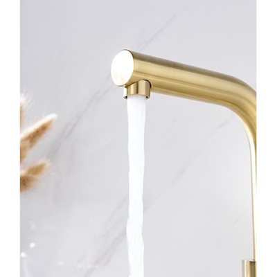 ברז רחצה 90 מעלות עם פיה מסתובבת צבע זהב מט דגם B12801302