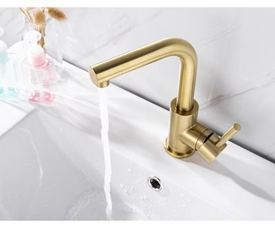 ברז רחצה 90 מעלות עם פיה מסתובבת צבע זהב מט דגם B12801302