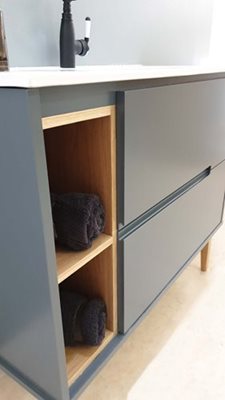 ארון אמבטיה עומד לפי מידה רוחב עומק וצבע לפי בחירתך עם כיור משטח חרס שקוע דגם תמנון