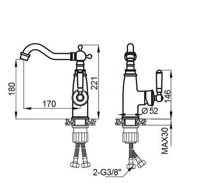 ברז רחצה עם פיה מסתובבת צבע שחור מט דגם AN0523K