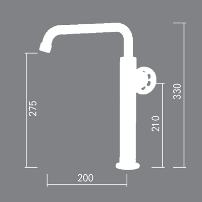 ברז לכיור מונח גבוה עם פיה מסתובבת צבע ניקל מבריק דגם SH0703