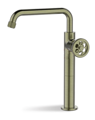 ברז לכיור מונח גבוה עם פיה מסתובבת צבע זהב מט דגם SH0703BR