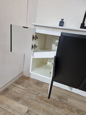 ארון אמבטיה תלוי לפי מידה רוחב עומק וצבע לפי בחירתך עם כיור משטח חרס שקוע דגם שנידר