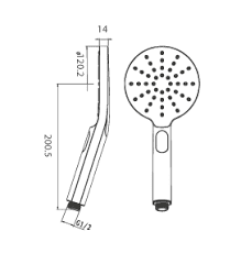 מערכת רחצה מעוגלת עשויה ABS כוללת צינור ותפסן צבע שחור מט ויש לה 3 מצבי זרימה דגם 5495B