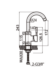 ברז רחצה עם פיה מסתובבת צבע שחור מט דגם 8883002