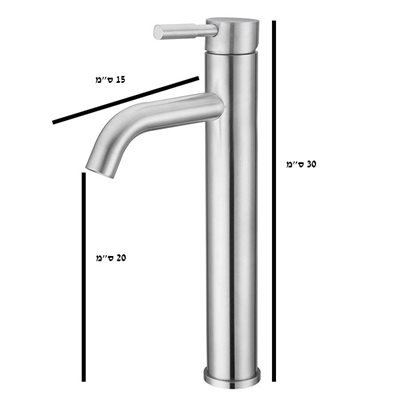 ברז לכיור מונח גבוה עם פיה קבועה צבע ניקל מוברש דגם B20502162