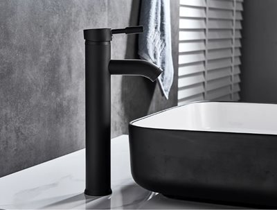 ברז לכיור מונח גבוה עם פיה קבועה צבע שחור מט דגם 88847-MP