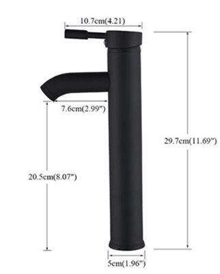 ברז לכיור מונח גבוה עם פיה קבועה צבע שחור מט דגם 88847-MP