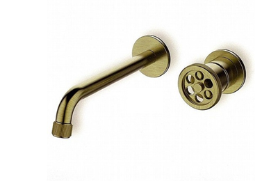 ברז מהקיר מגיע עם פיה באורך 19 ס"מ כולל מנגנון פנימי צבע זהב מט דגם SH0708BR