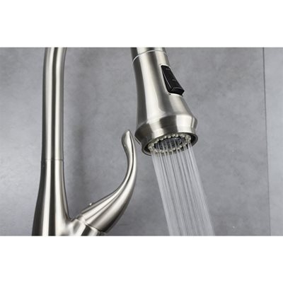 ברז מטבח מגיע עם פיה מסתובבת ונשלפת צבע ניקל מוברש דגם K62401021