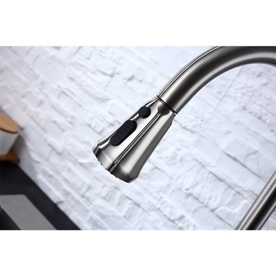 ברז מטבח מגיע עם פיה מסתובבת ונשלפת צבע ניקל מוברש דגם K528