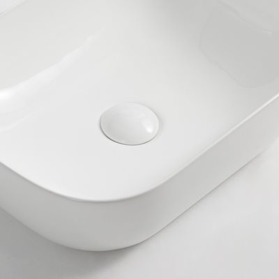 כיור רחצה מונח חרס מלבני רוחב 36 ס"מ ועומק 25 ס"מ צבע לבן מבריק דגם סירוס