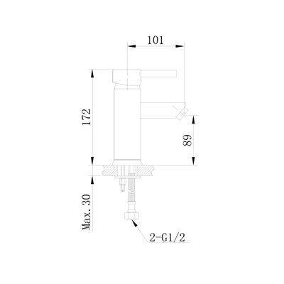ברז רחצה עם פיה קבועה צבע ניקל מבריק דגם 702401