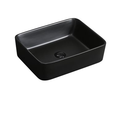 כיור רחצה מונח חרס מלבני רוחב 48 ס"מ ועומק 37 ס"מ צבע שחור מט דגם פנסילבניה