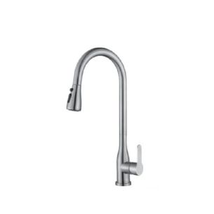 ברז מטבח מגיע עם פיה מסתובבת ונשלפת צבע ניקל מוברש דגם 54663