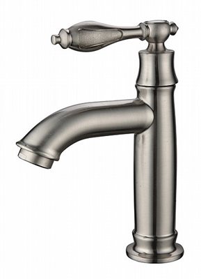 ברז רחצה מים קרים מגיע עם פיה קבועה אורך פיה 12 ס"מ צבע ניקל מוברש דגם 1413