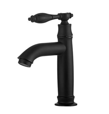 ברז רחצה מים קרים מגיע עם פיה קבועה אורך פיה 12 ס"מ צבע שחור מט דגם 1415