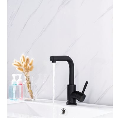 ברז רחצה 90 מעלות עם פיה מסתובבת צבע שחור מט דגם B12801312