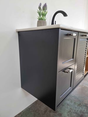 ארון אמבטיה תלוי לפי מידה רוחב וצבע לפי בחירתך עם כיור משטח חרס שקוע דגם פולי