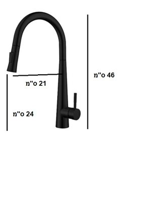 ברז מטבח מגיע עם פיה מסתובבת ונשלפת צבע שחור מט דגם K149