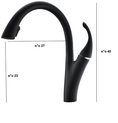 ברז מטבח מגיע עם פיה מסתובבת ונשלפת צבע שחור מט דגם K624