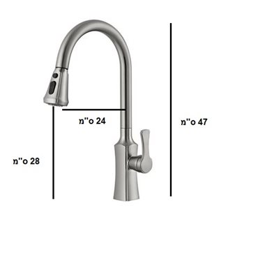 ברז מטבח מגיע עם פיה מסתובבת ונשלפת צבע ניקל מוברש דגם K528