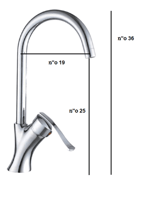 ברז גבוה עם פיה מסתובבת צבע ניקל מבריק דגם 73658