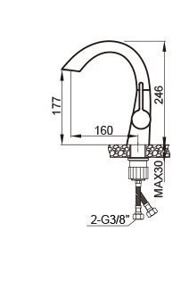 ברז רחצה עם פיה מסתובבת צבע ניקל מוברש דגם WR0721N