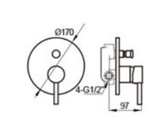 אינטרפוץ 4 דרך צבע ניקל מבריק מקבלים ביחד חלק חיצוני ופנימי דגם ZV0433CH